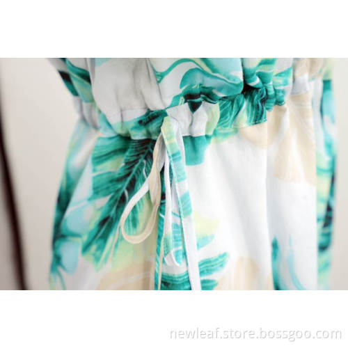 Nya kvinnor halv ärm Square Neck Print Dress